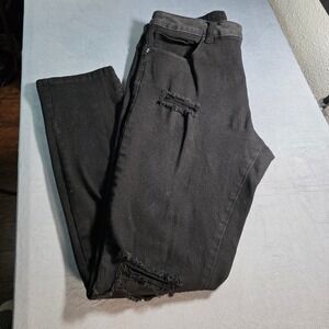 Rue21 Supreme Flex Mens Black Distressed Ripped Denim Jeans 36x32